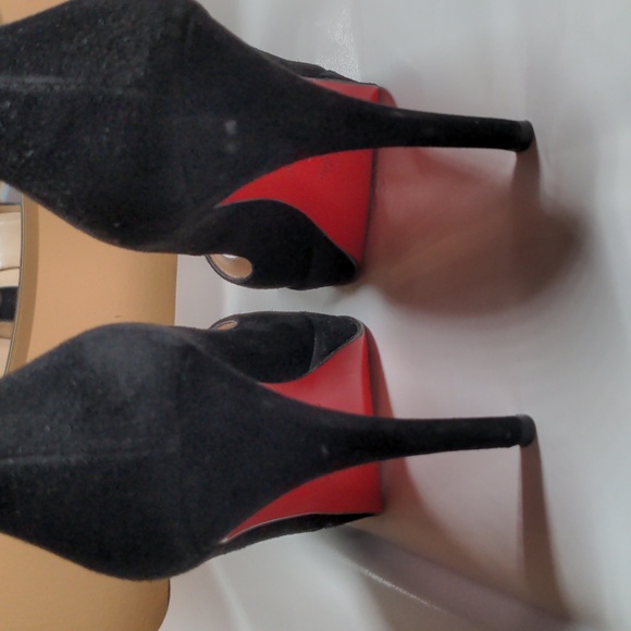 Christian Louboutin Shoes - Christian Louboutin Black Suede Peep Toe Heeled Stiletto Size 37